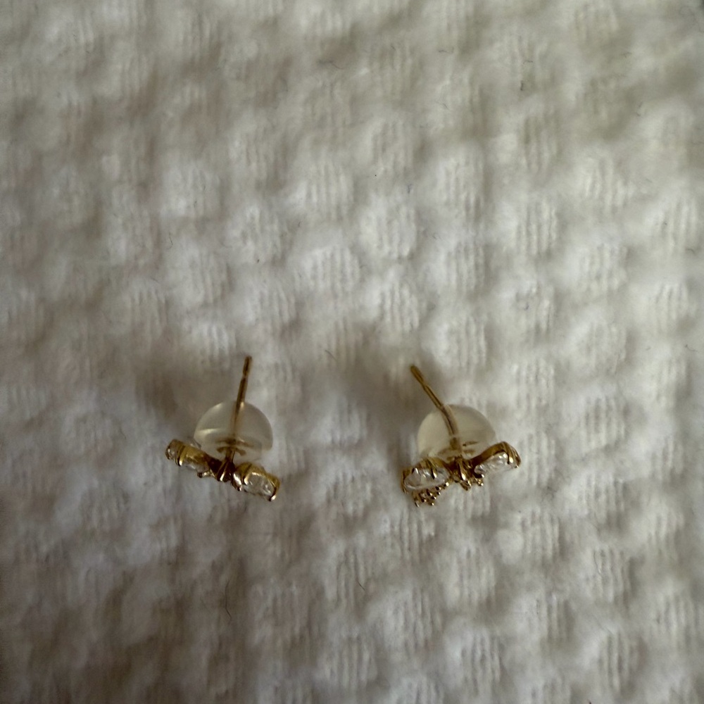 14k Gold Solid Elegant Gold Bow Stud Earrings - image 3